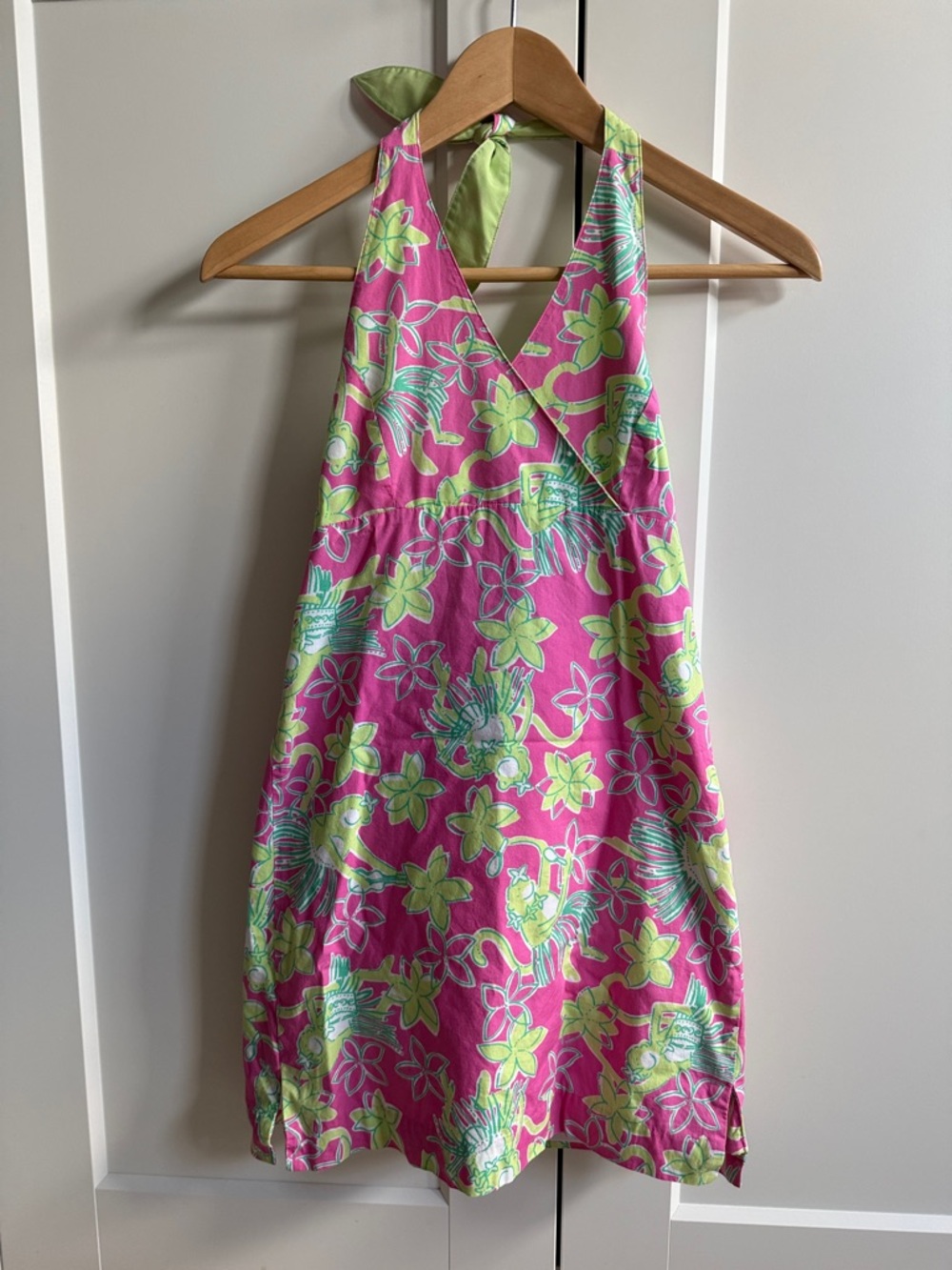 Lilly Pulitzer Pink and Lime Floral Halter Dress